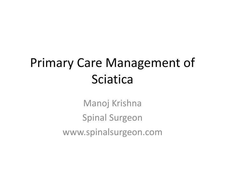 primary care management of sciatica
