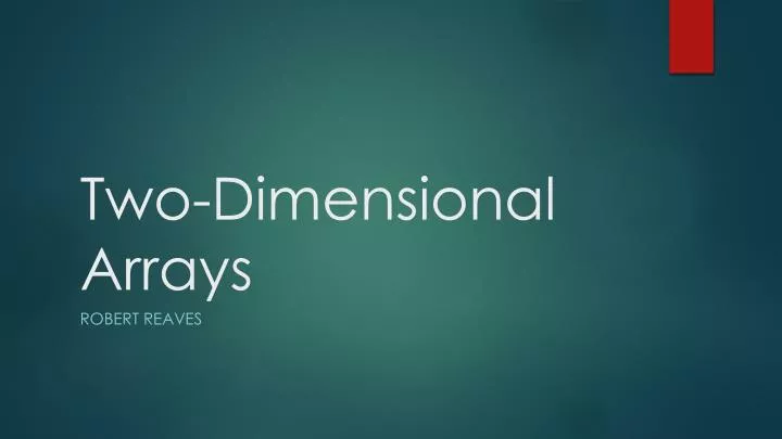 two dimensional arrays