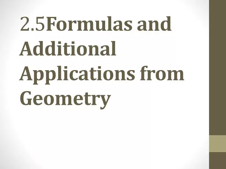 2 5 formulas and additional applications from geometry