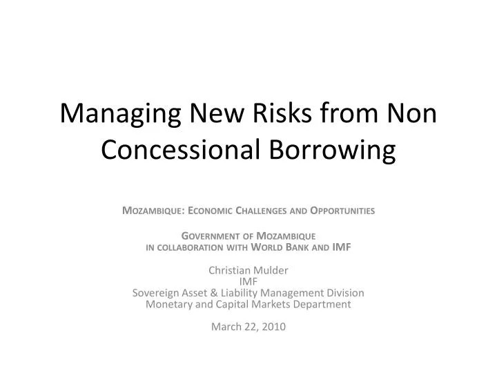 managing new risks from non concessional borrowing