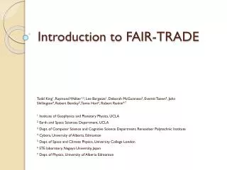 Introduction to FAIR-TRADE