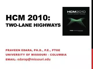 Hcm 2010: two-lane highways