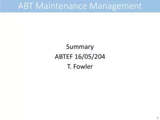 ABT Maintenance Management