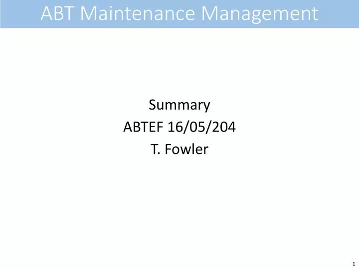 abt maintenance management