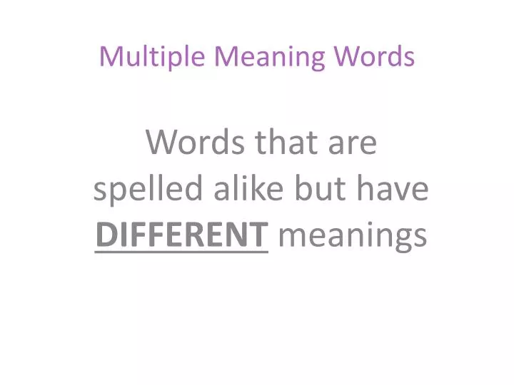 multiple meaning words