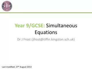 Year 9/GCSE: Simultaneous Equations