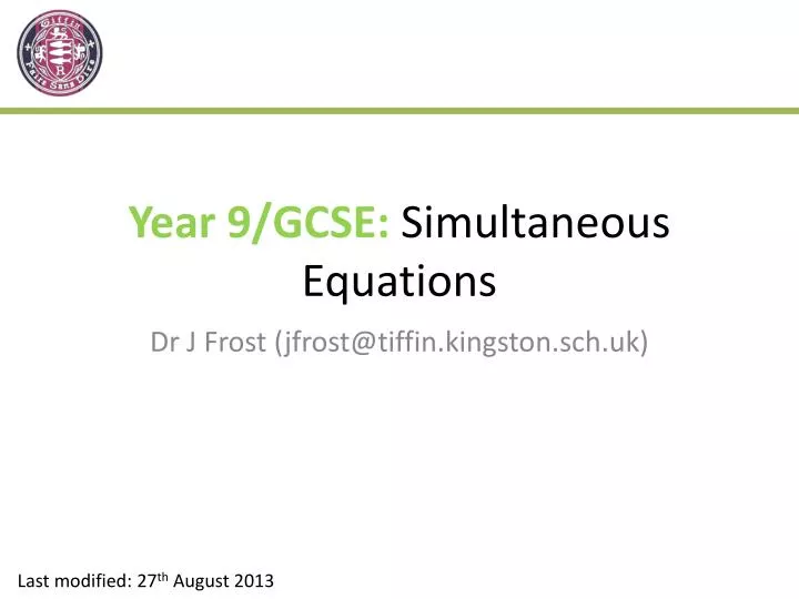 year 9 gcse simultaneous equations
