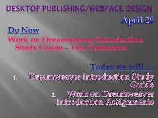 Desktop Publishing/Webpage Design