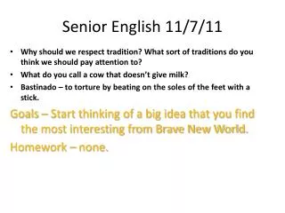 Senior English 11/7/11