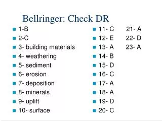 Bellringer : Check DR