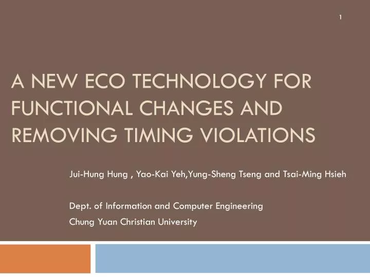 a new eco technology for functional changes and removing timing violations