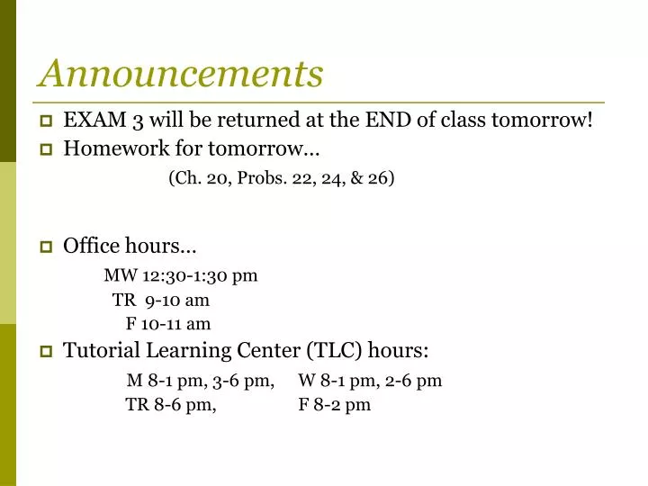 announcements