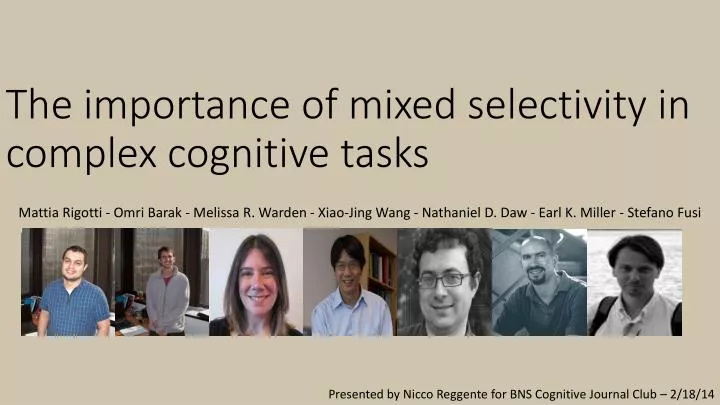 the importance of mixed selectivity in complex cognitive tasks