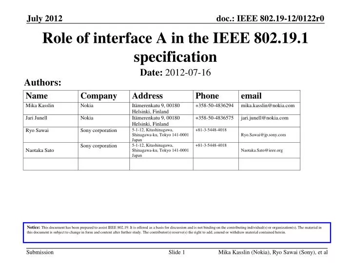 role of interface a in the ieee 802 19 1 specification