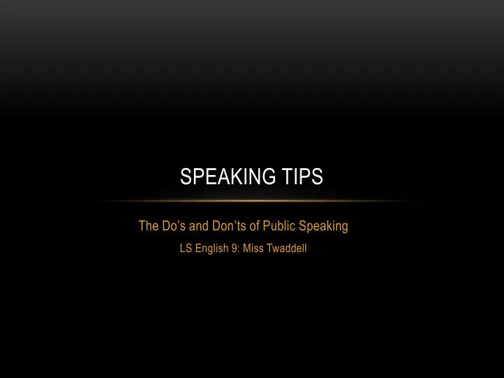 speaking tips