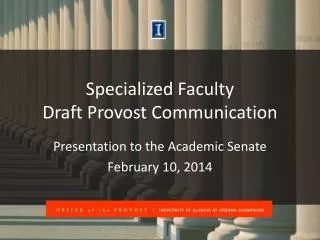 Specialized Faculty Draft Provost Communication
