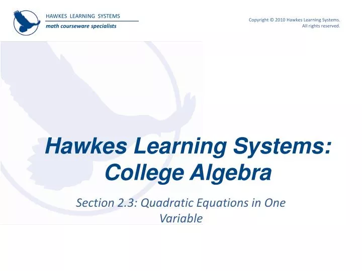 hawkes learning systems college algebra