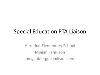 Special Education PTA Liaison