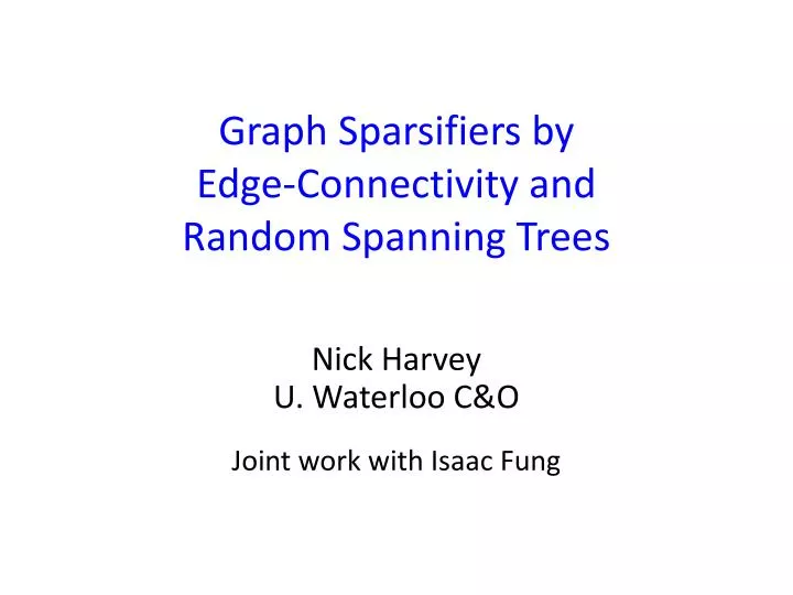 graph sparsifiers by edge connectivity and random spanning trees