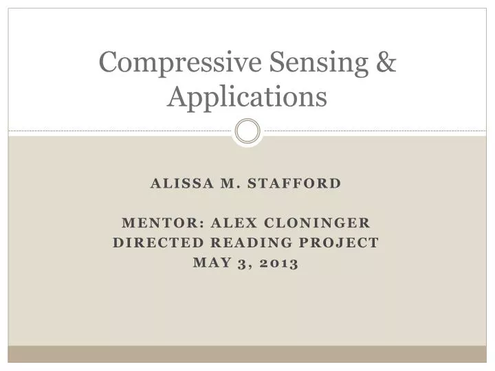 compressive sensing applications