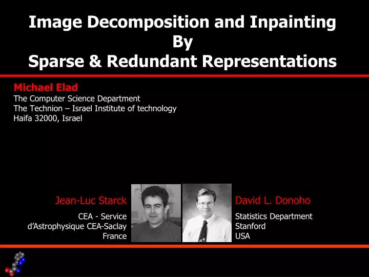 image decomposition and inpainting by sparse redundant representations