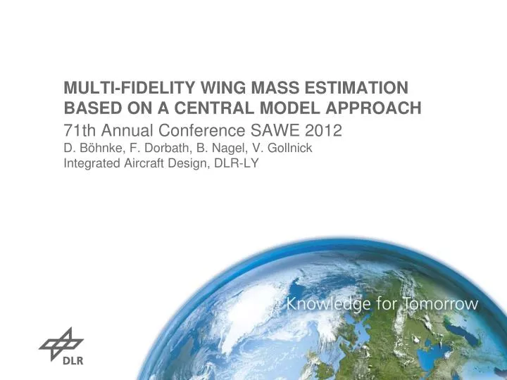 multi fidelity wing mass estimation based on a central model approach