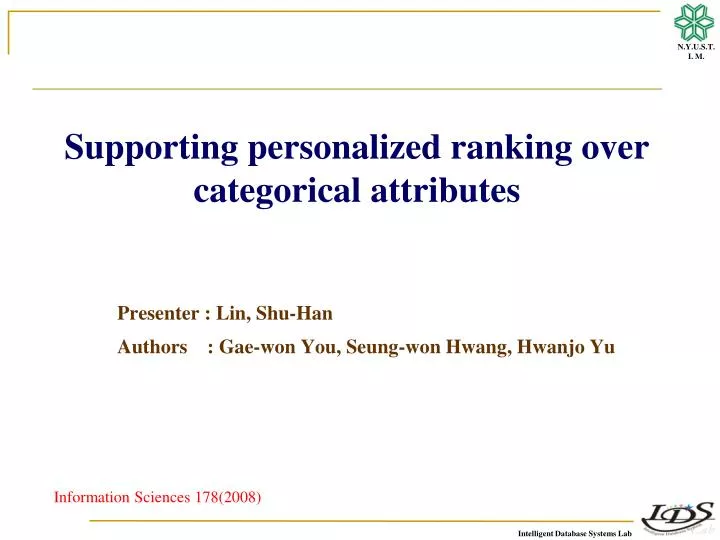 supporting personalized ranking over categorical attributes
