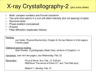 X-ray Crystallography-2 (plus extra slides)