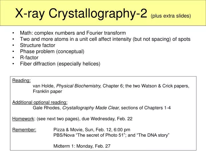 x ray crystallography 2 plus extra slides
