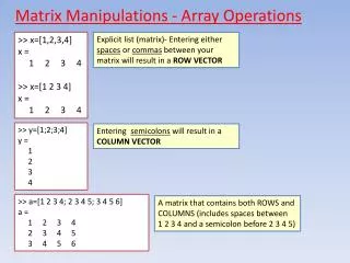 Matrix Manipulations - Array Operations
