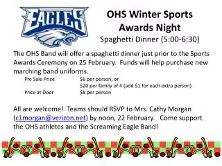 OHS Winter Sports Awards Night Spaghetti Dinner (5:00-6:30)