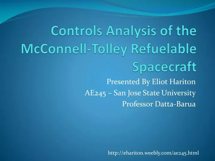 controls analysis of the mcconnell tolley refuelable spacecraft