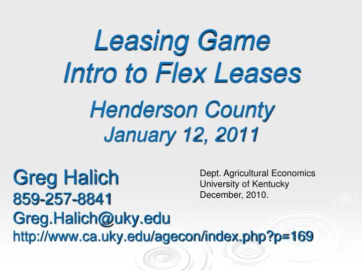 leasing game intro to flex leases henderson county january 12 2011