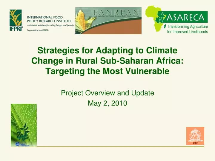 strategies for adapting to climate change in rural sub saharan africa targeting the most vulnerable