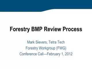 Forestry BMP Review Process