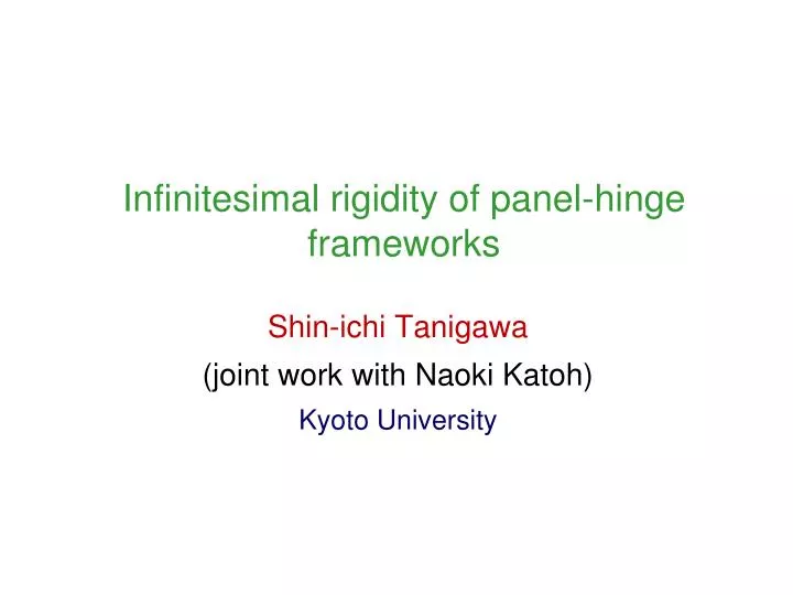 infinitesimal rigidity of panel hinge frameworks