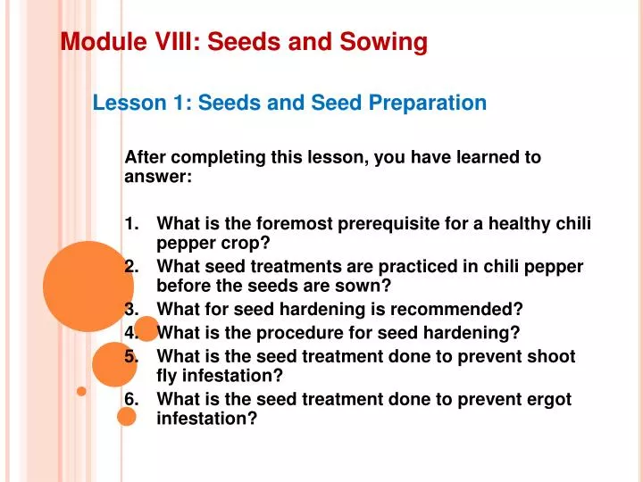 module viii seeds and sowing