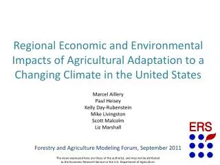Forestry and Agriculture Modeling Forum, September 2011