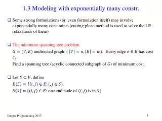 1.3 Modeling with exponentially many constr.