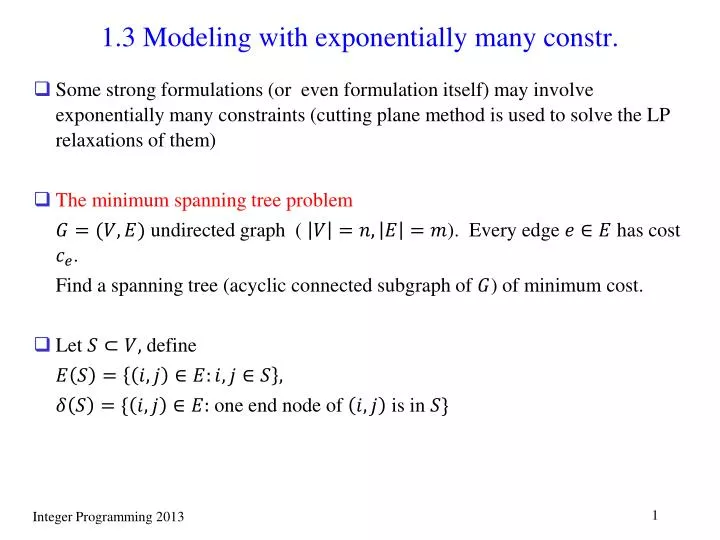 1 3 modeling with exponentially many constr