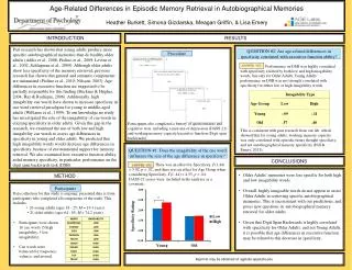 Age-Related Differences in Episodic Memory Retrieval in Autobiographical Memories