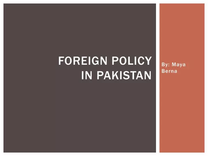 foreign policy in pakistan