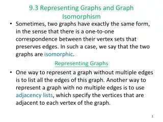 9.3 Representing Graphs and Graph Isomorphism