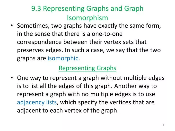 9 3 representing graphs and graph isomorphism
