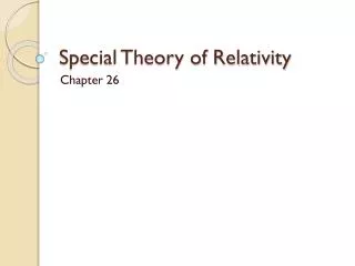 Special Theory of Relativity