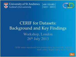 CERIF for Datasets: Background and Key Findings