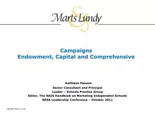 Campaigns Endowment, Capital and Comprehensive