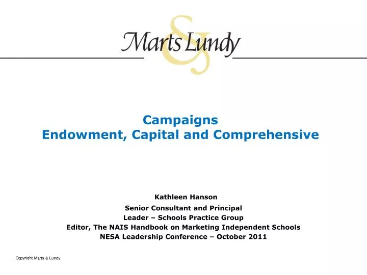 campaigns endowment capital and comprehensive