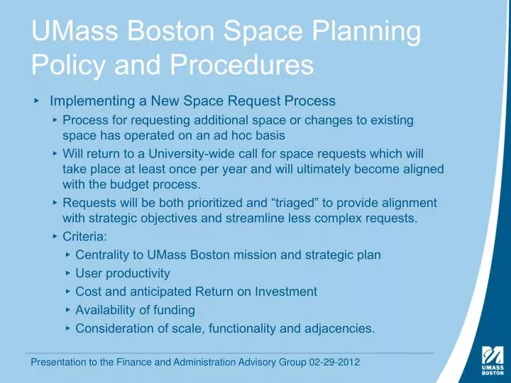 umass boston space planning policy and procedures