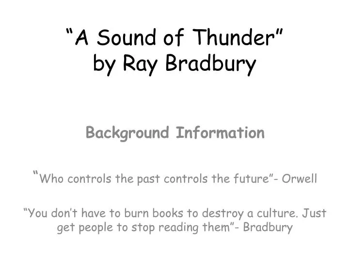 a sound of thunder by ray bradbury